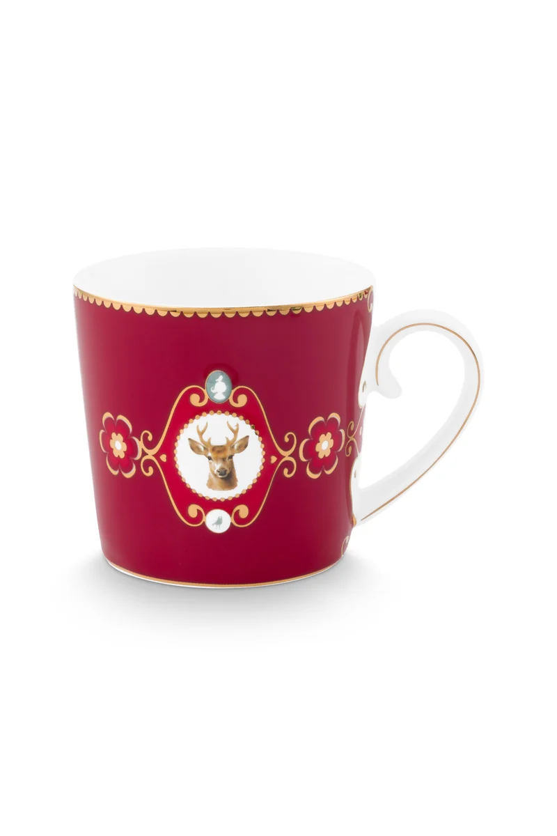 Pip Studio Love Birds Medallion Deer Dark Red Beker - Porselein - 150 ml