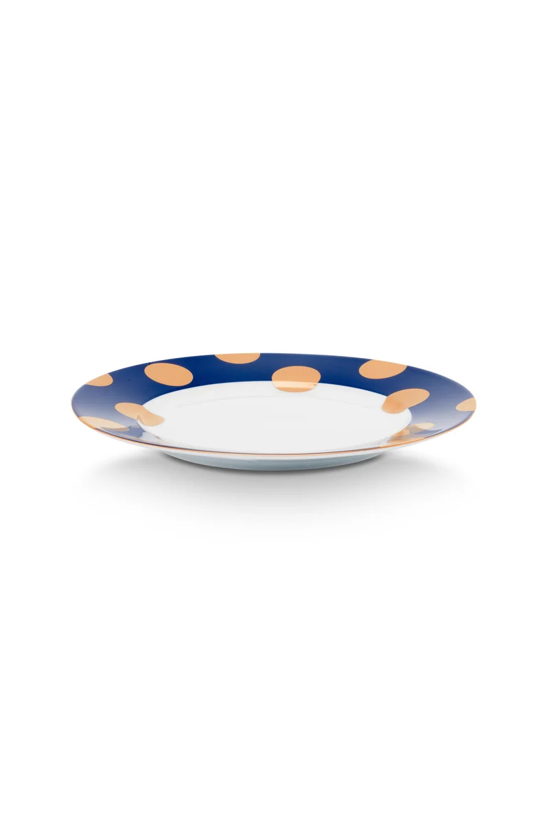 Pip Studio Dot Delight Navy-Gold Ontbijtbord - Porselein - Ø 21 cm