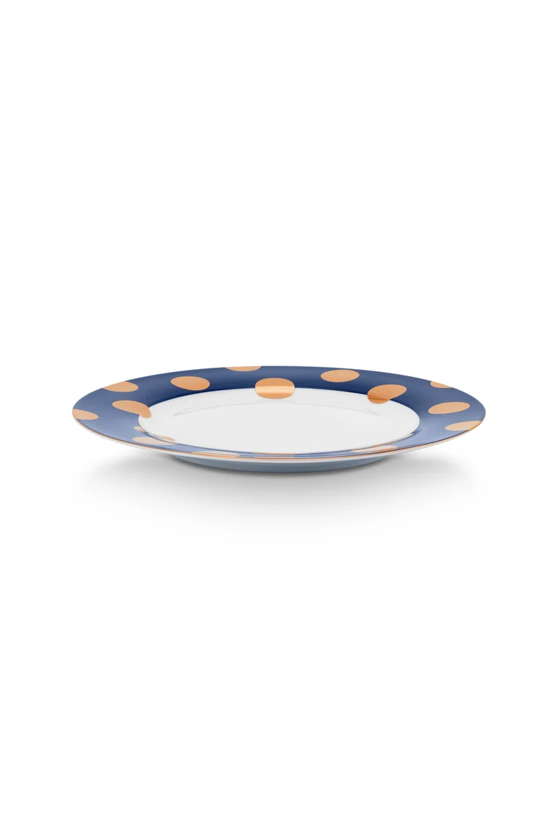 Pip Studio Dot Delight Navy-Gold Dinerbord - Porselein - Ø 26,5 cm