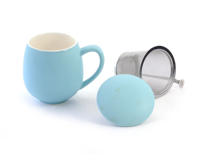 ChaCult Saara Matt Sky Blue Beker - Porselein - Blauw - 350 ml