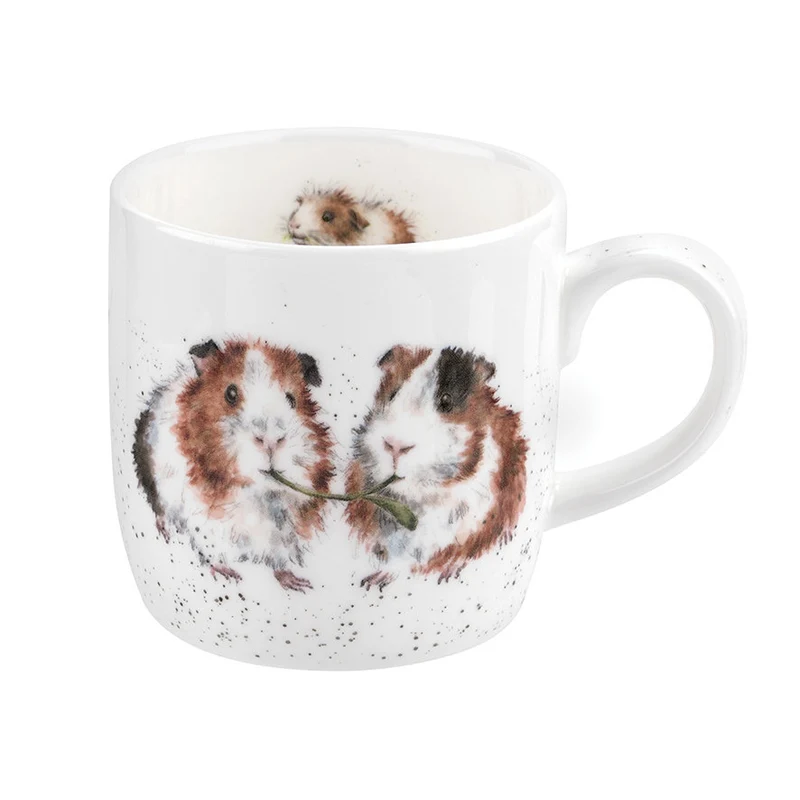 Wrendale Designs Lettuce be Briends Beker - Cavia - Fine Bone China - 300 ml