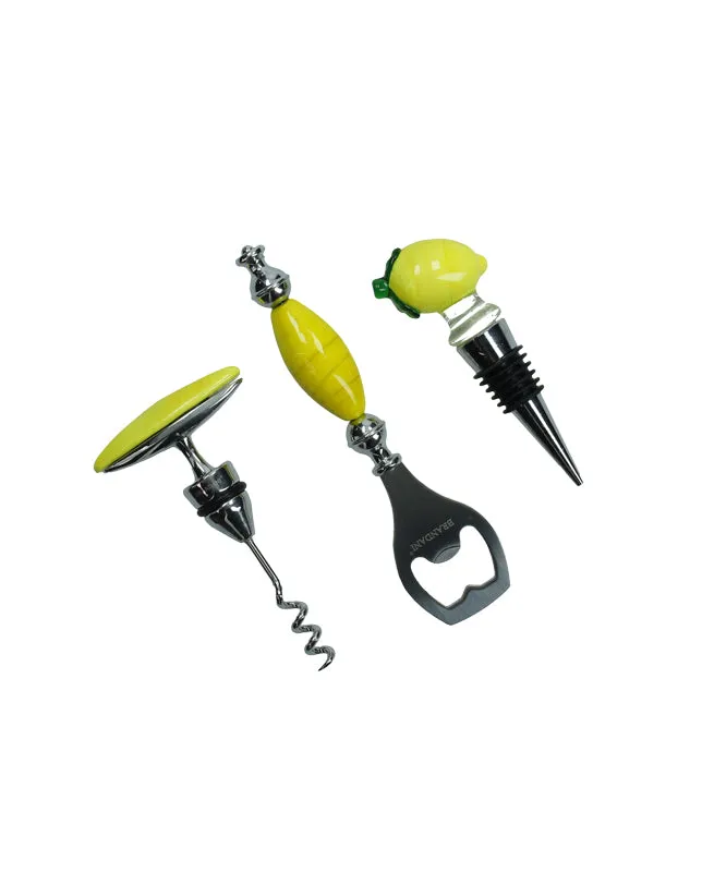 Brandani Lemon Wijnset - 3-delig - Glas/RVS/Zinklegering