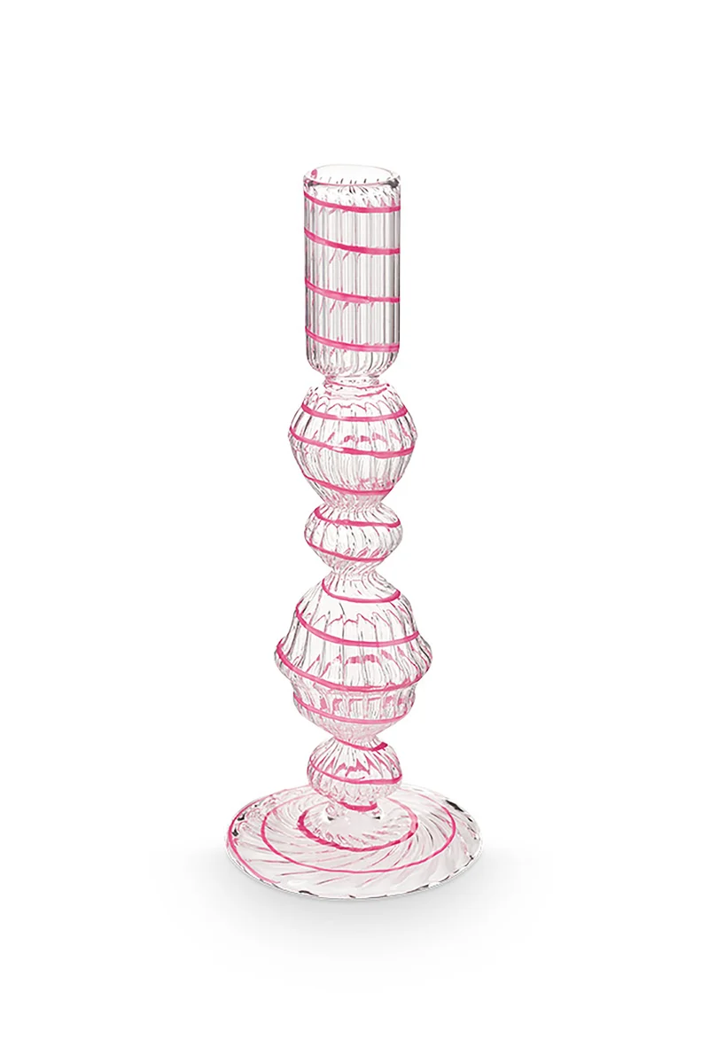 Pip Studio Swirl Pink Kandelaar - Glas - 22 cm