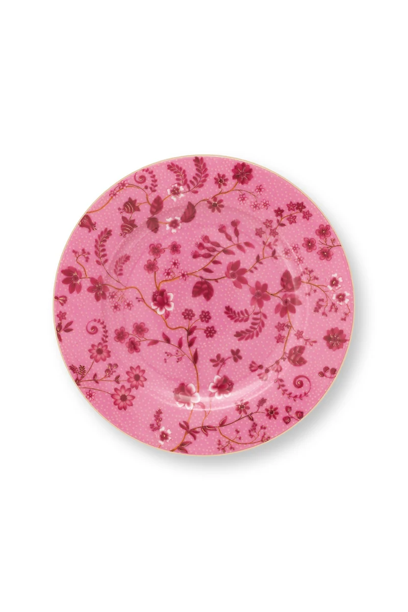 Pip Studio Jolie Flowers Pink Gebaksbordje - Porselein - Ø 17 cm