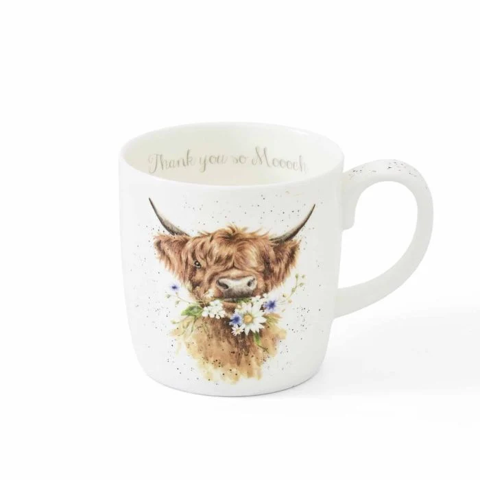 Wrendale Designs Thank You Beker - Highland Koe - Fine Bone China - 400 ml