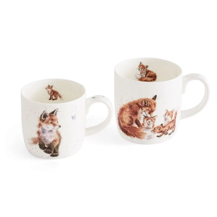 Wrendale Designs The Foxes Set van 2 Bekers - Fine Bone China - 400 ml - 300 ml