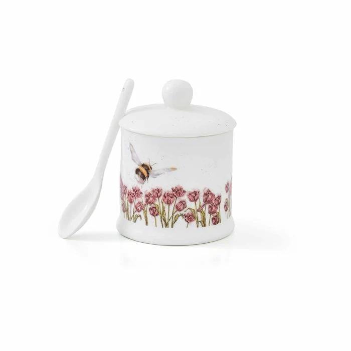 Wrendale Designs Flight of the Bumblebee Confiturepot met Lepel - Fine Bone China - 110 ml
