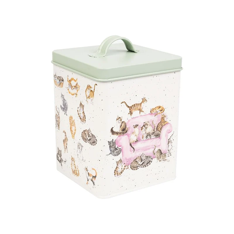 Wrendale Designs Kattenvoer Blik - Koolstofstaal - 14 cm x 14 cm x 20,5 cm