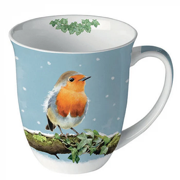 Ambiente Robin on Branch Beker - Fine Bone China - 400 ml