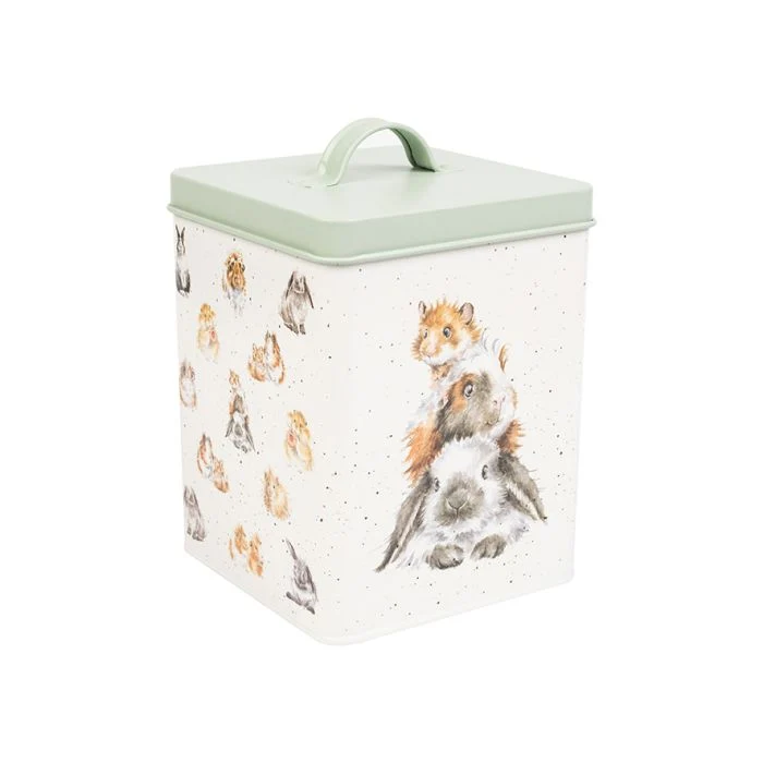Wrendale Designs Cavia- en Konijnenvoer Blik - Koolstofstaal - 14 cm x 14 cm x 20,5 cm