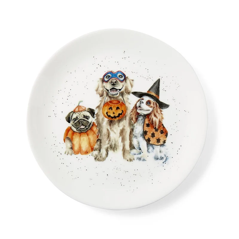 Wrendale Designs Trick or Treat Ontbijtbord - Honden - Fine Bone China - Halloween - Ø 20 cm