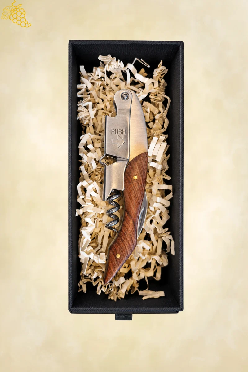 Willie Wijnopener - luxe kelnersmes (RVS & rosewood) in geschenkdoos