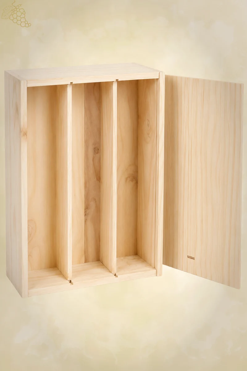 Houten wijnkist met schuifdeksel (3 flessen)