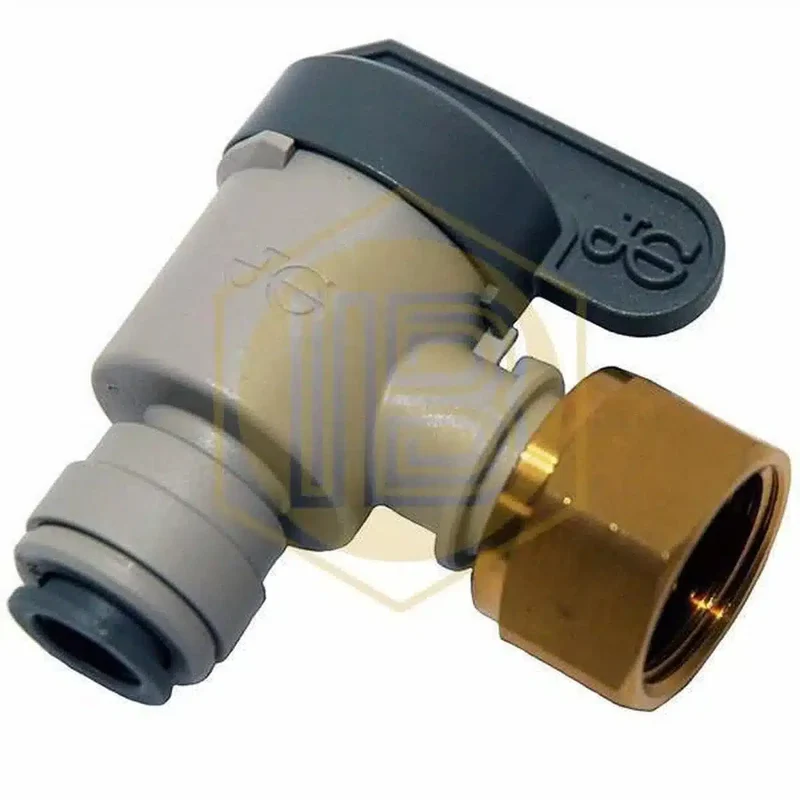 Válvula de corte en codo 3/8" - 1/2 rosca latón BSP